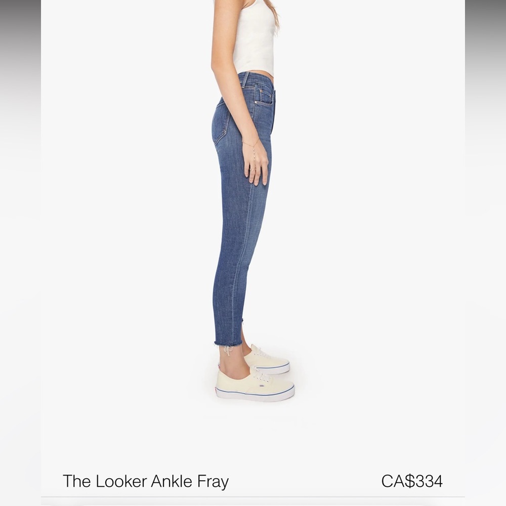 MOTHER LOOKER ANKLE FRAY 26 beyond a shadow doubt blue skinny designer jeans